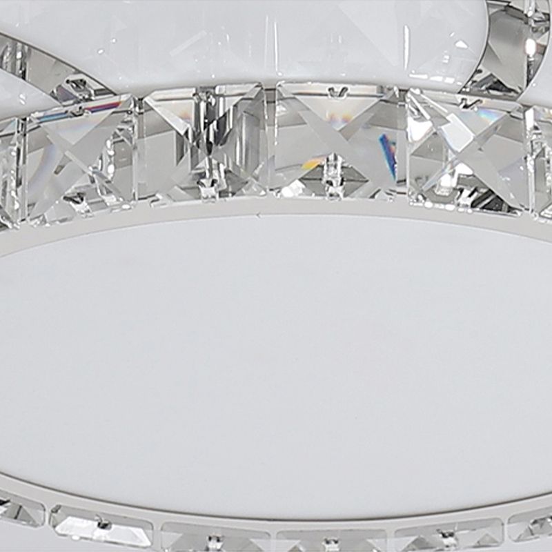 Smart Control LED Flush Mount Light 18"/24" Wide Modern Floral Crystal Ceiling Lamp in Warm/White Light