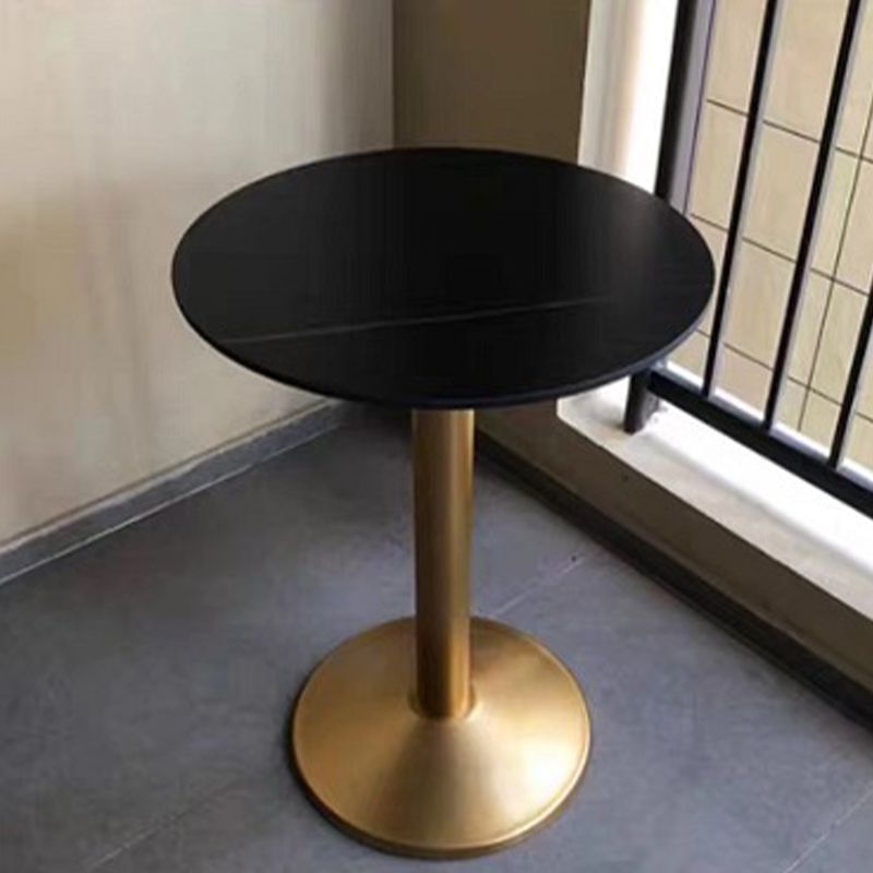 Round Sintered Stone Top Table Contemporary Metal Base Dining Table