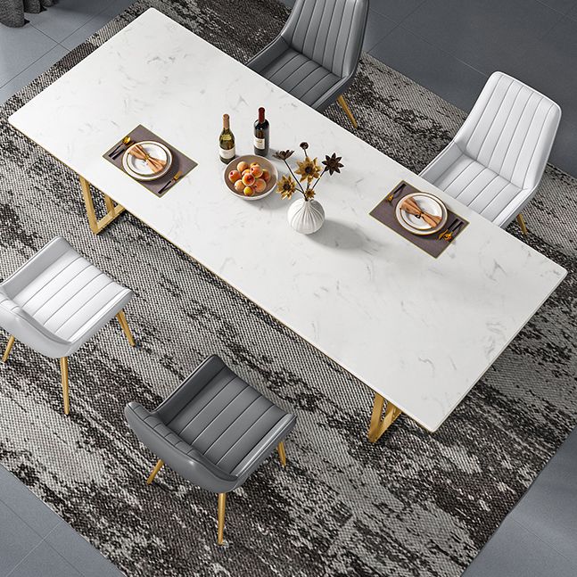 Metal Traditional Luxury Rectangle Table Sintered Stone Indoor Table for Kitchen and Dining Room