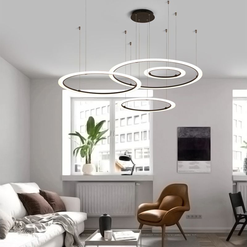 Zeitgenössische schwarze kreisförmige Kronleuchterleuchten Restaurant hängen Kronleuchter