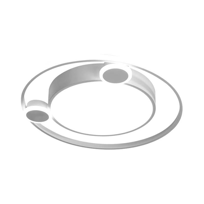 Lampe encastrée en métal avec ombre noire / blanche plafonnier nordique LED intégré, lumière chaude / blanche