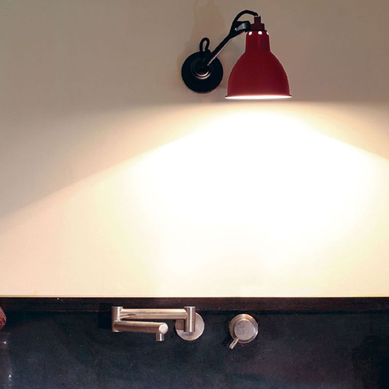 Lámpara de pared de pared con cúpula negra/gris moderna 1 cabezal de pared metálica con brazo ajustable, 23.5 "+8"/16 "+8" Longitud de longitud