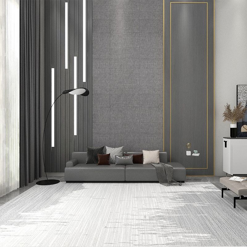 Light Grey Modern Rug Polyester Graphic Area Rug Washable Rug for Home Decoration