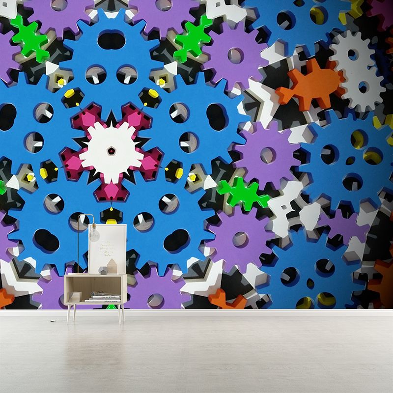 Industrial Gear Wall Mural Wallpaper Mildew Resistant Wall Covering for Decoration