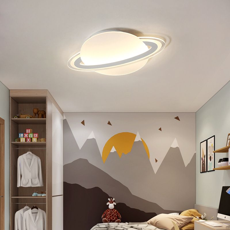 Nordic Acrylic Flush Mount Light Fixture White Saturn LED Flush Mount Spotlight for Kids Bedroom