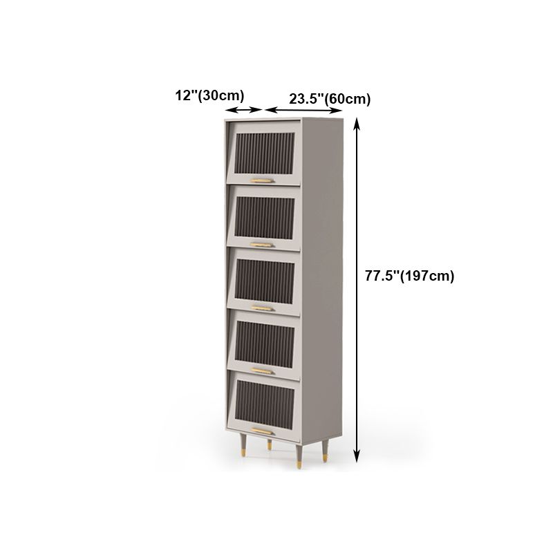 Glam Champagne MDF Buffet Living Room Cabinets Glass Doors Dining Buffet