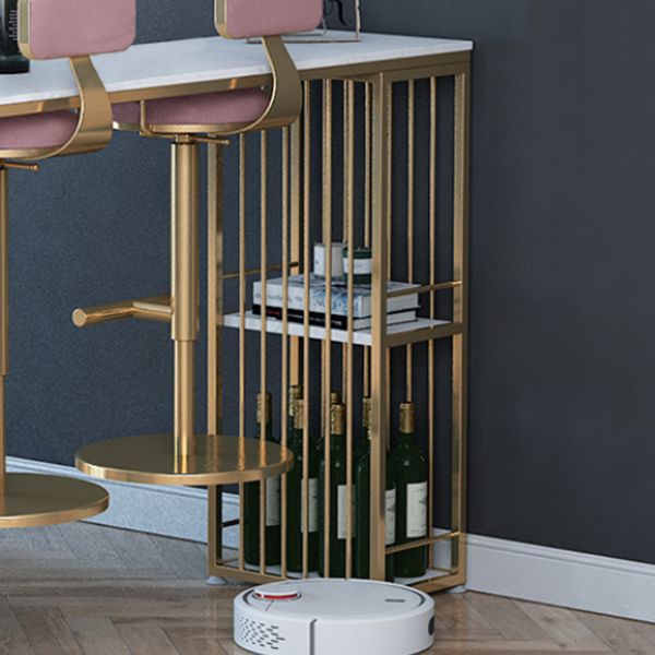 Glam Style Bar Table Faux Marble Bar Dining Table with Storage Shelf