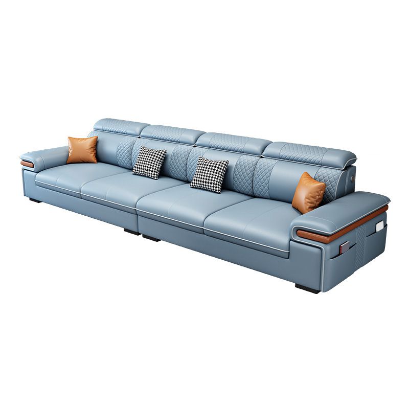 Modern Faux Leather Sofa with Pillow Top Arm for Living Room
