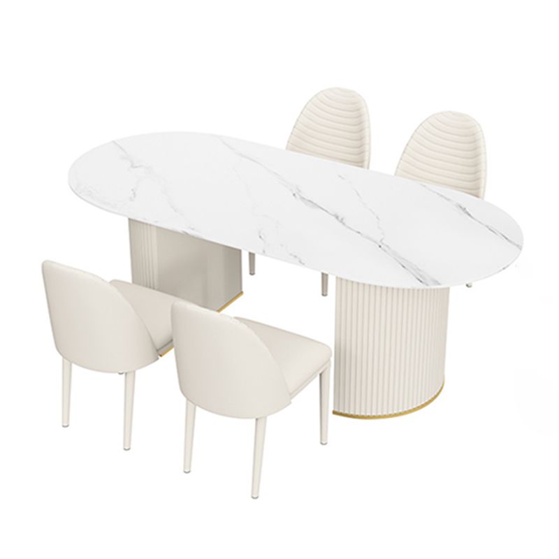 Metal Modern Oval Dining Table Sintered Stone Table for Dining Room and Kitchen