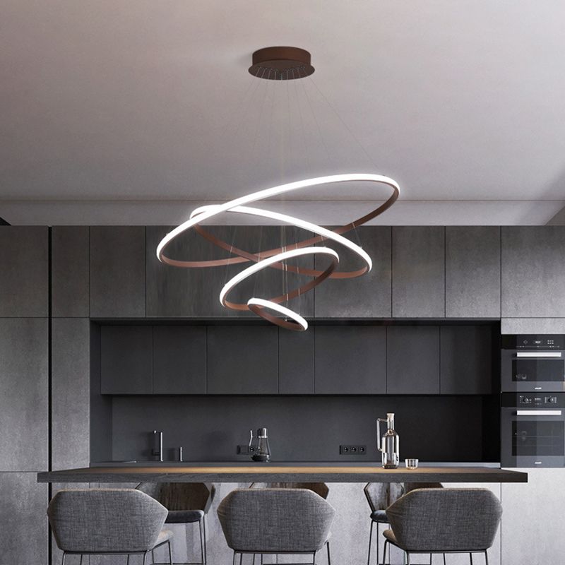 Multi-Rings Multi-Tier Modern Simple Style Metal Hanging Chandelier Lighting Fixtures