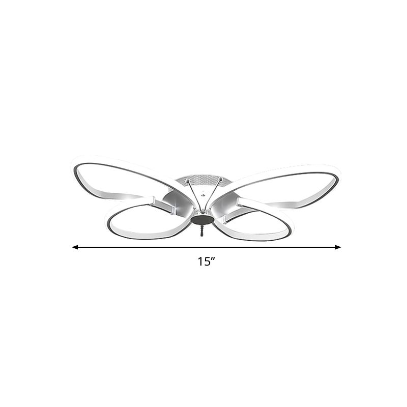 Lámpara de techo de mariposa acrílica, luz empotrada contemporánea en blanco para sala de enfermería