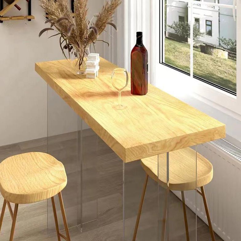 Modern Rectangular Pub Table Set 1/3 Pic Wooden Counter Table with Backless Stool