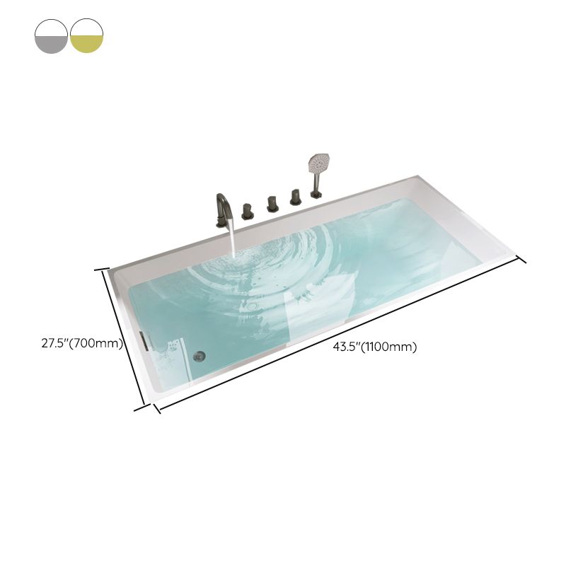 Modern Acrylic Rectangle Embedded with Drain Bath Tub and Overflow Hole