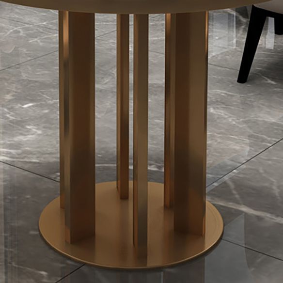 Modern Sintered Stone Dining RoomSet with Round Table and Metal Base Dining Table Furniture