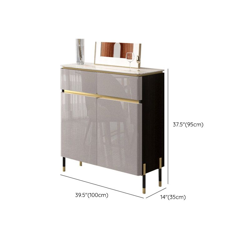 Glam Style Sideboard Stone Top Kitchen Sideboard with 2 Drawers