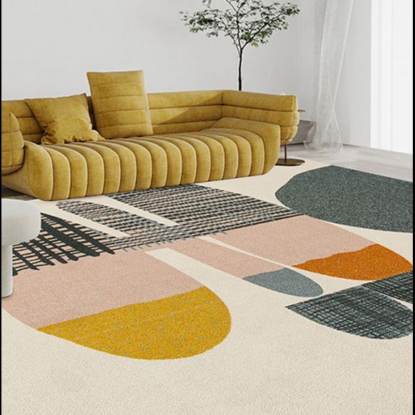 Multicolor Trendy Area Rug Polyester Abstract Print Rug Anti-Slip Backing Indoor Rug for Living Room