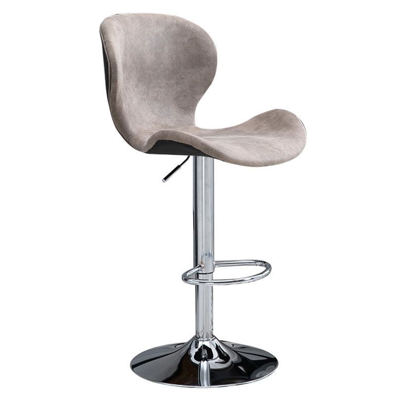 Scandinavian Metal Barstool Faux Leather Low Back Footrest Furniture