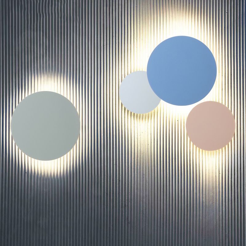 Metal Disc Wall Mount Lighting Modern Style LED Wall Sconce Lighting for Kids Bedroom