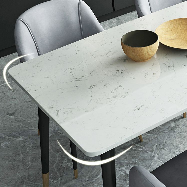Dining Set Modern with Sintered Stone Rectangle Table and Padded Chairs