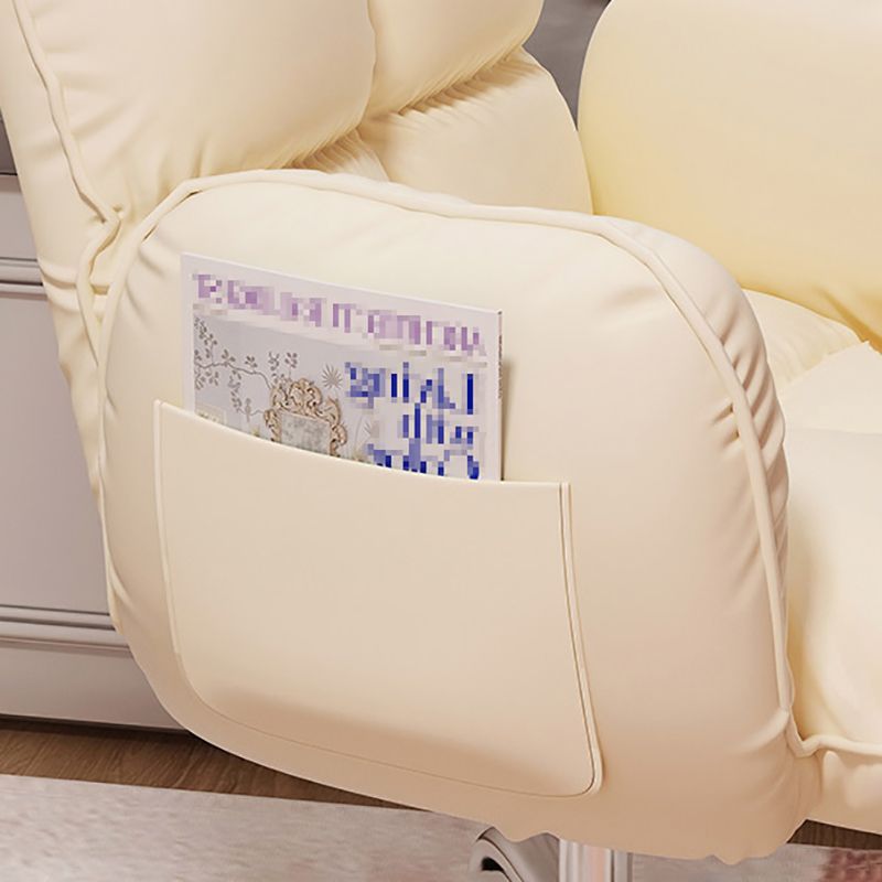 Contemporary Upholstered Office Chair with Padded Arms Leather Parsons Chair with Wheels