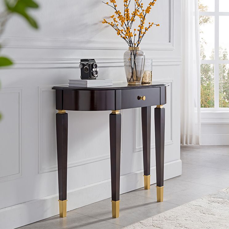 Mid-Century Modern Wood Console Table Half Moon Console Sofa Table for Hall