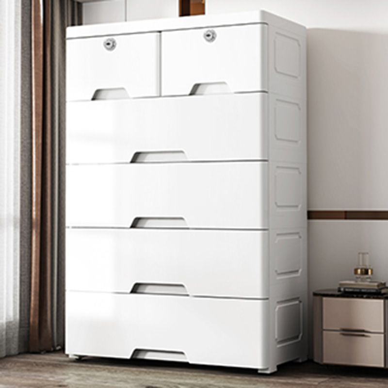 Rectangular Plastic Wardrobe Teen Style Simple White Bedroom Storage Cabinet