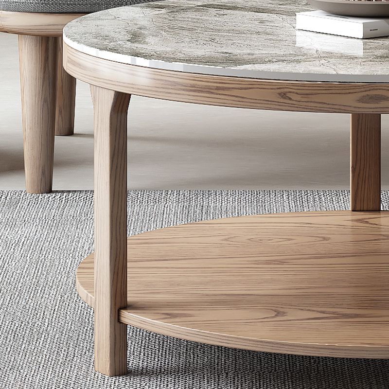 Modern Round 3 Legs Coffee Table No Distressing Coffee Table Set with Shelf