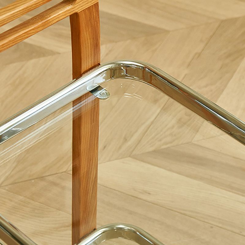 Contemporary Glass Top End Slide Table Geometric 4 Legs Side Table