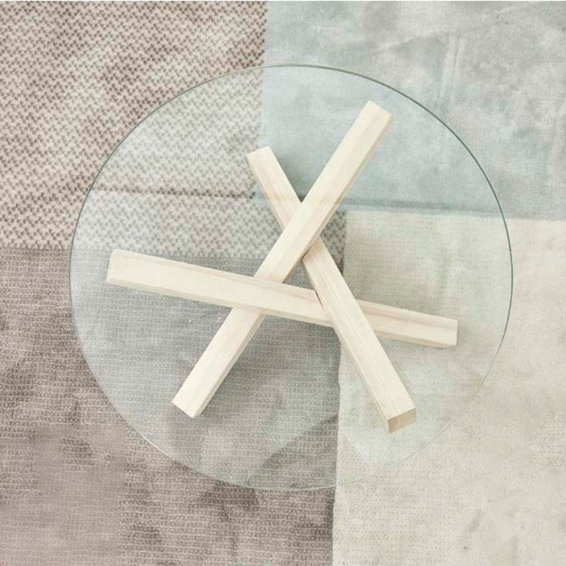 Scandinavian Coffee Table with Solid Wood Cross Legs in Natural