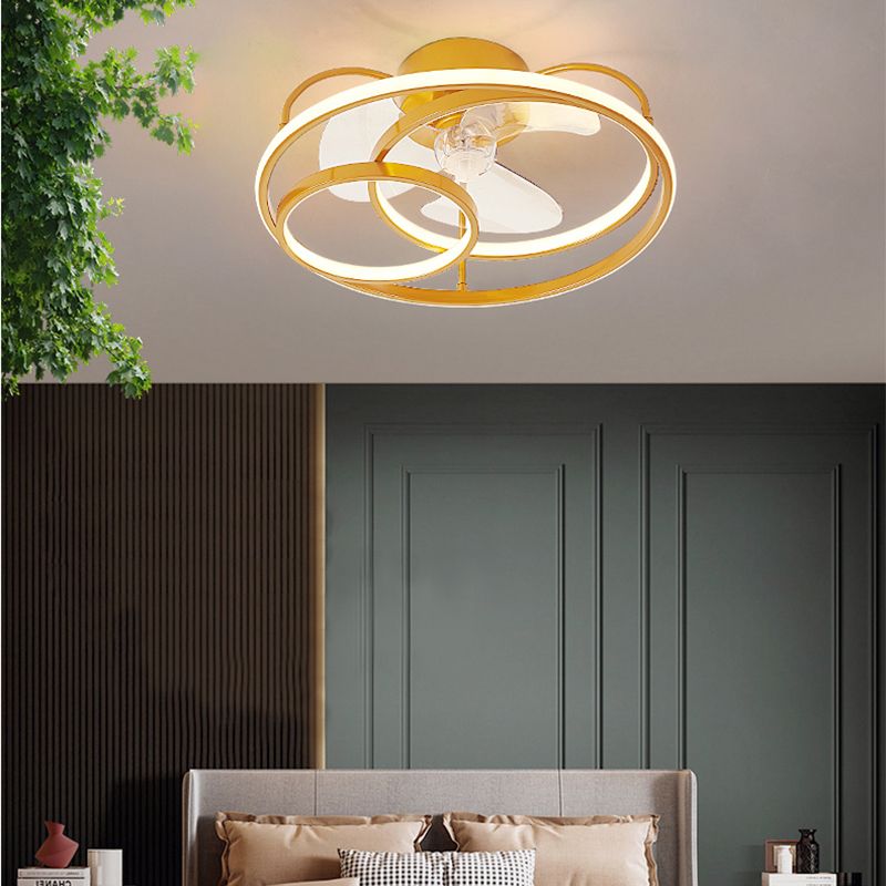 Minimalistische Halo -Ring -Form -Lüfterbeleuchtung Metall Schlafzimmer Halbblöcke Deckenleuchte