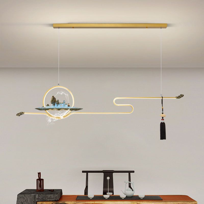 Luci a sospensione a sospensione in metallo Lampade sospese lineari contemporanee per sala da tè