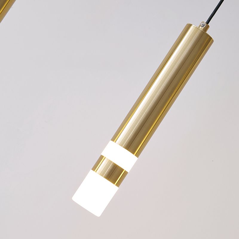 Cilindros de oro Luz de la isla Luz de estilo contemporáneo LED Metal Island Fixture