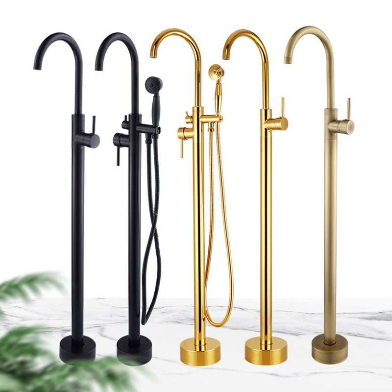 Floor Mounted Metal Freestanding Tub Filler High Arc Freestanding Tub Filler Trim