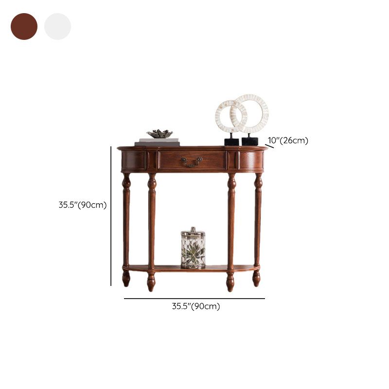 Mid-Century Modern Rubber Wood Console Table Half Moon Sofa Console Table for Hall