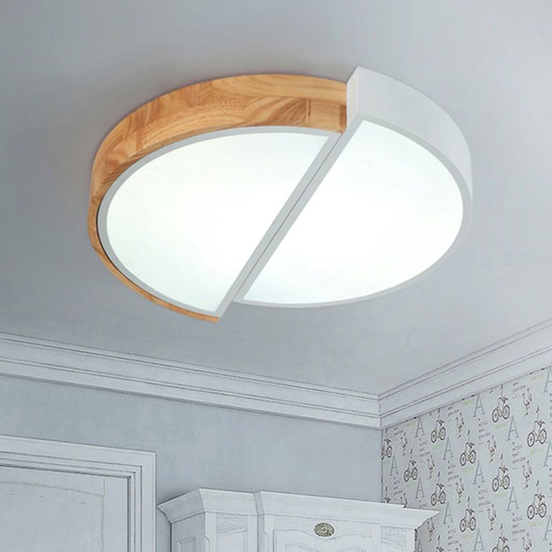 Half Circle Restaurant Flush Ceiling Light Acrylic Macaron Loft LED Green/Pink/White Ceiling Lamp in Warm/White Light
