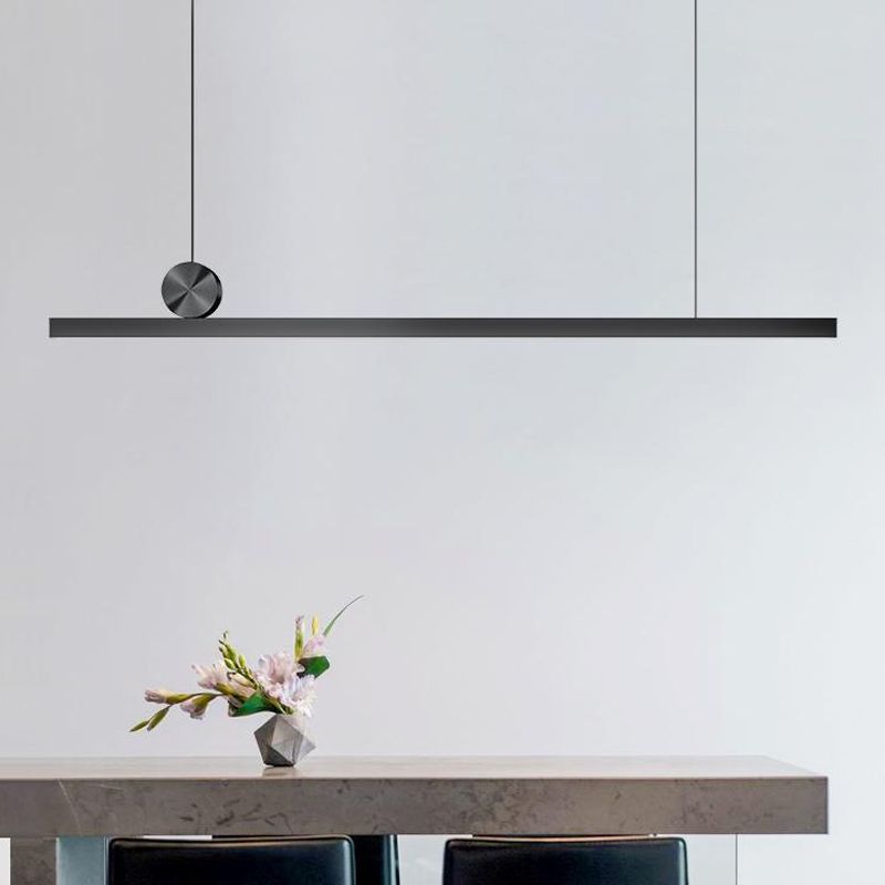 Schwarz gerade Insel hell moderne Aluminium -LED -Inselanhänger für Wohnzimmer