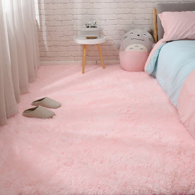 Simple Area Carpet Modern Solid Color Polyester Carpet Non-Slip Area Shag Rug for Living Room