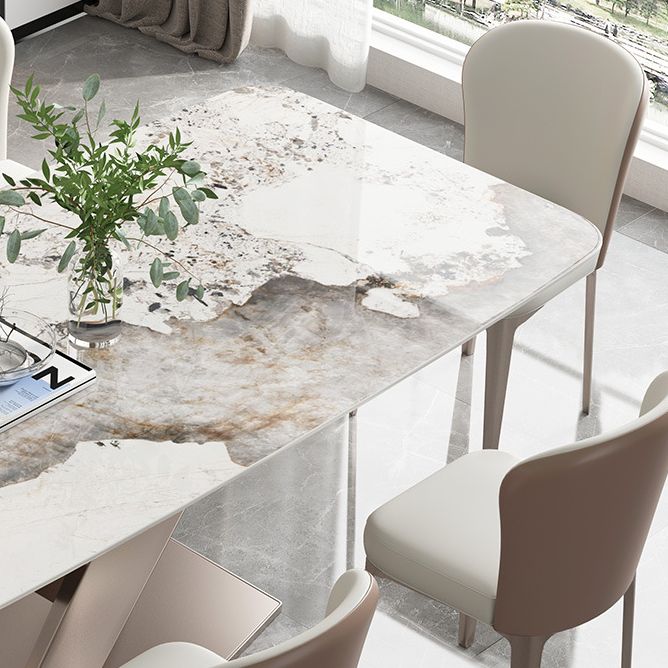 Rechthoekige stenen eettafel Traditionele luxe eettafel op voetstuk