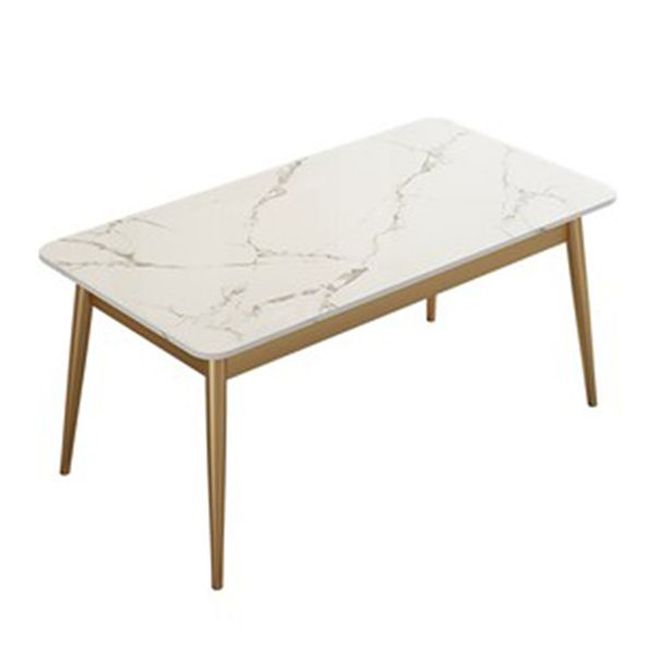 Glam Iron Dining Table Set 1/2/5/7 Pieces Rectangle Dinette Set with White Sintered Stone