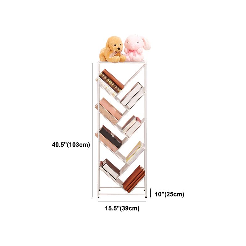 9.84"W Bookshelf Contemporary Style White Bookcase for Home Office