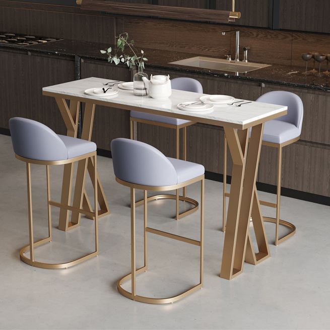 1/3/5 Pieces Bar Stool and Table Set, Glam and Rectangular for Dining Room