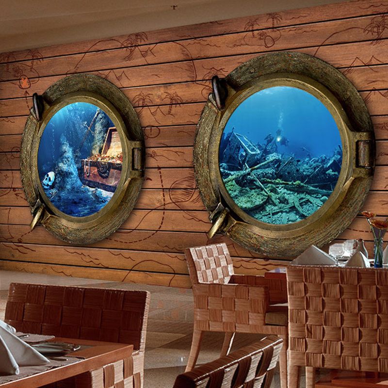 Decorative Undersea and Wood Mural Custom-Made Wall Decor for Coffee Shop