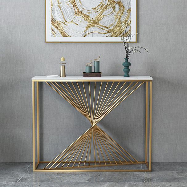 Glam Marble Console Table 12" W White Rectangle Sofa Table for Hall