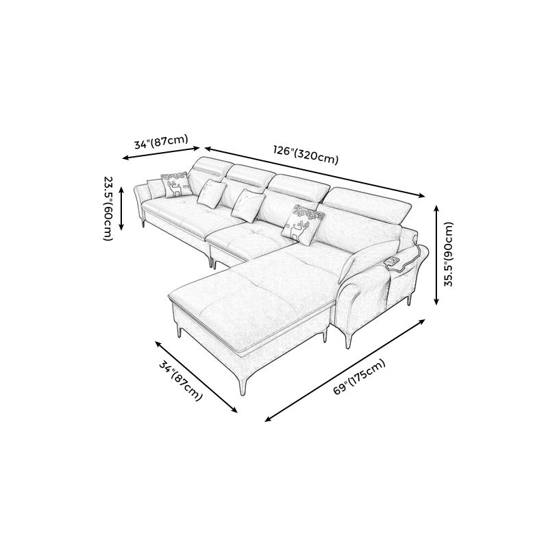 Sofa et chaise en cuir sectionnel moderne en L pour quatre personnes