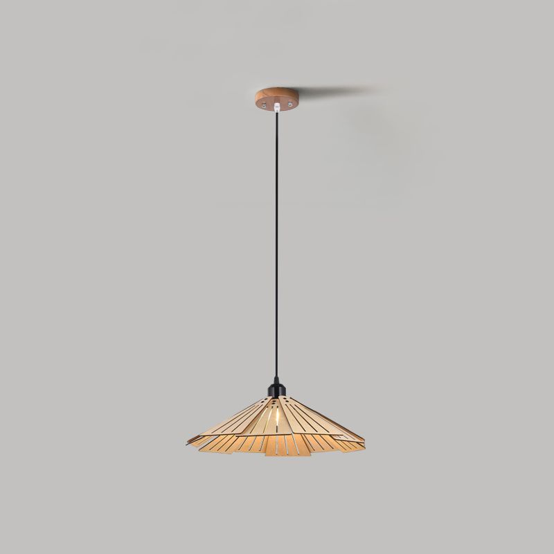 Geometry Shaped Basswood Ceiling Pendant Light Modern Style Hanging Light for Dining Room