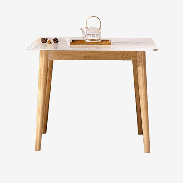 White Tone Dining Table Sintered Stone Table Industrial Style with 4 Legs
