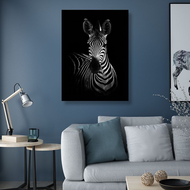 Photographs Contemporary Wall Art Print with Zebra Pattern in Dark Color for Home