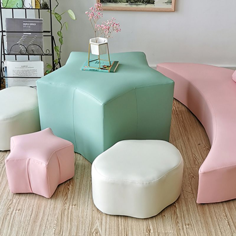 Modern Water Resistant Standard Specialty Shape Pink Leather Ottoman