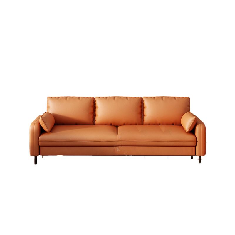 Fabric Settee with Four Legs Contemporary Sofa with Bolster Pillows