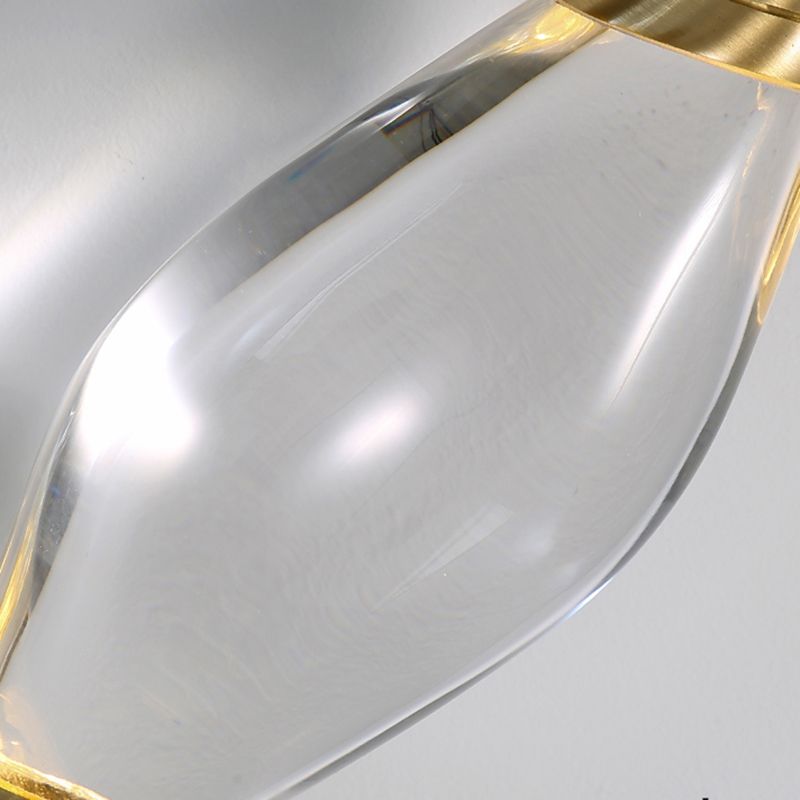 Modern Brass Wall Light Teardrop Shape Wall Sconce with Crystal for Living Room